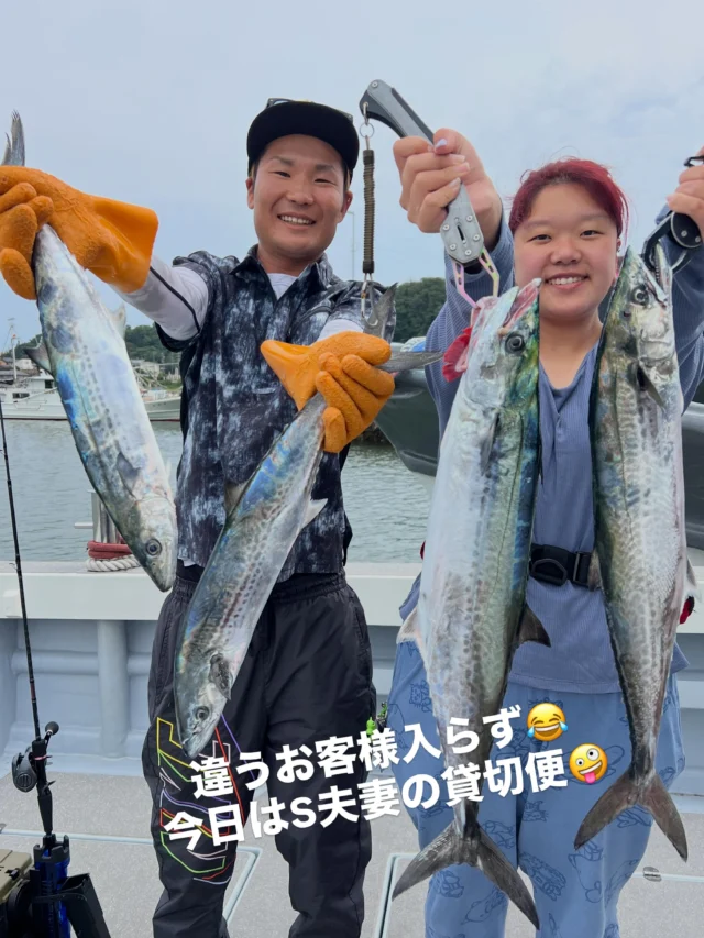 ジギングタイラバ
今日は違うご予約が入らずS夫妻2名での出船😂
朝から鳥山でサゴシ入れ食いスタート🤪
しかしサゴシカッターでジグはお二人で4個ぐらいロストしてしまい6匹釣れた時点でジグがもったいないと早々に終了😂
この時点でいつも酔わない奥様は体調不良にてダウン😭
ここから昨日は好調だったデカアジ狙いに行きましたがなんと言ってもSくんとアジの対マン勝負🤪
軍配はアジに上がりあまり釣れませんでした😭
最後はタイラバで小鯛、コチ、ホウボウ、イシモチなどを追加して終了です🤪アジ釣りも根掛かりしてまたジグロストしてしまい6個ぐらい失いました😭今日はこう言う日でしたね😭
かめや釣具　美和店の増田くんが喜んでいますよ‼️笑笑
本日はお疲れ様でした🙇‍♀️
またよろしくお願いします🙇
ホームページ
https://bubbles-fish.com/　
#ジギング
#タイラバ
#キャスティング
#遊漁船
#大井漁港出船